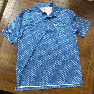 Straight Down Polo Mens XL Blue Short Sleeve Flamingo Print JK Gonza Golf